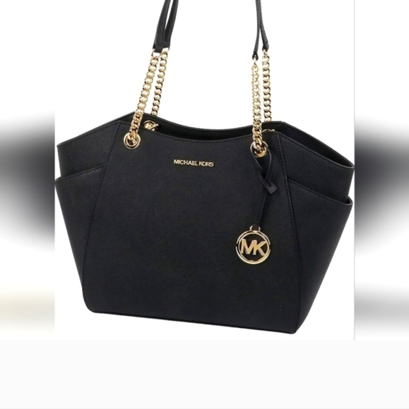 Michael kors jet set travel black leather shoulder bag purse NWT $558 retail - Picture 3 of 8